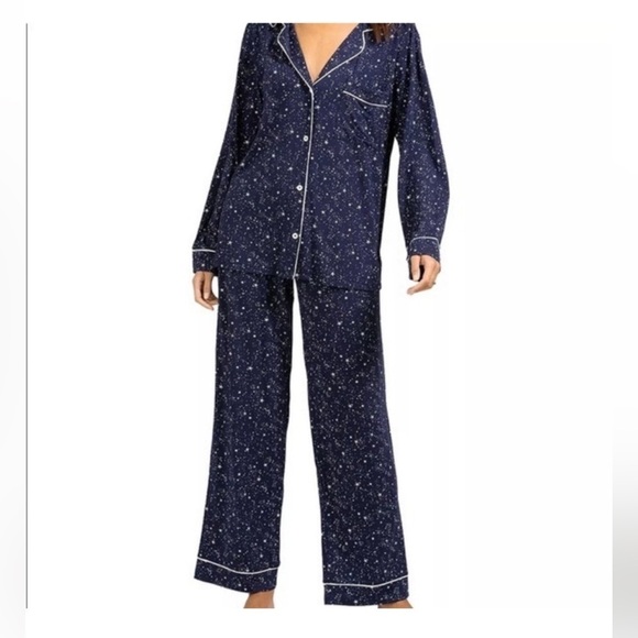 Calida Bamboo Navy Blue Star Galaxy Print Loungewear Pajama Set Medium - Picture 2 of 14